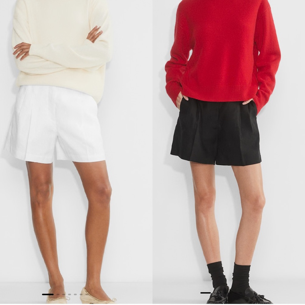 Aritzia White Pleated High-Rise Tailored Shorts bundle